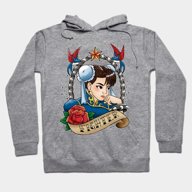 Fighter girl tattoo Hoodie by Andriu